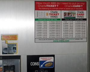 Fare chart on outside of Charlie kiosk